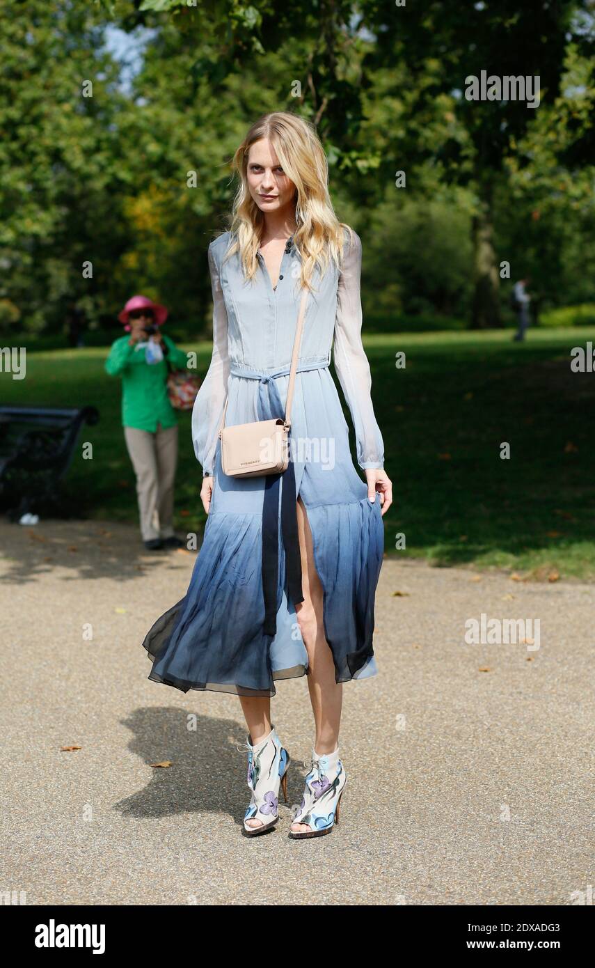 Poppy Delevingne, english model and socialite, arriving at Burberry Prorsum Ready-to Wear Spring-Summer 2015 show, held at West Albert Lawn, Kensington gardens, London, UK on september 15th 2014. Photo by Sophie Mhabille/ABACAPRESS.COM Stock Photo