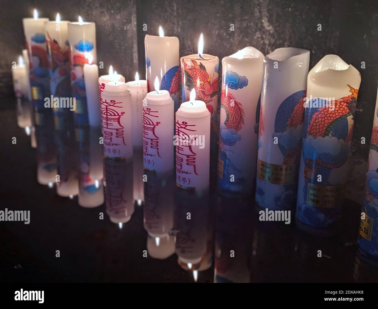 Prayer Candles at a Korean Temple Stock Photo Alamy