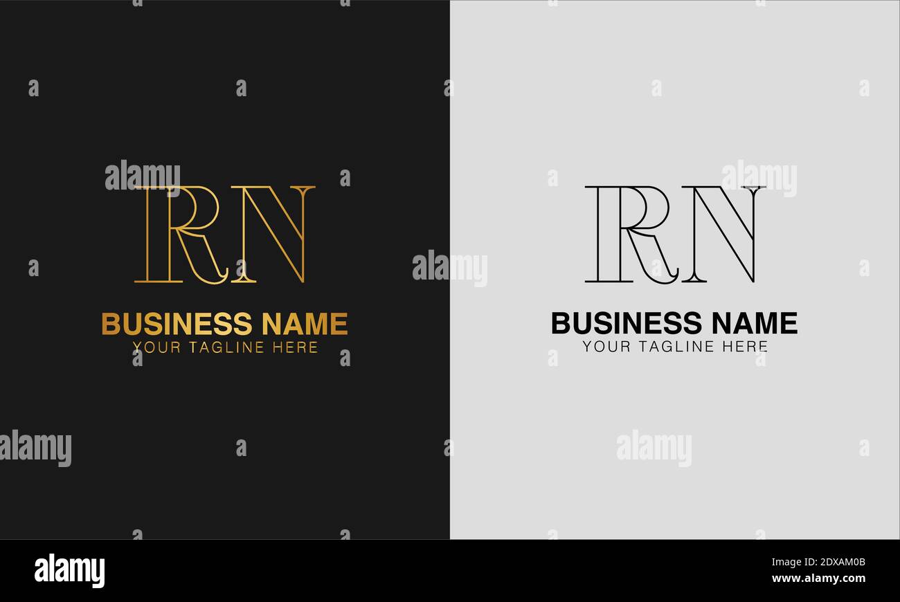 RN R N initial  based abstract modern minimal creative logo, vector template image. luxury logotype logo, initial logo. Stock Vector