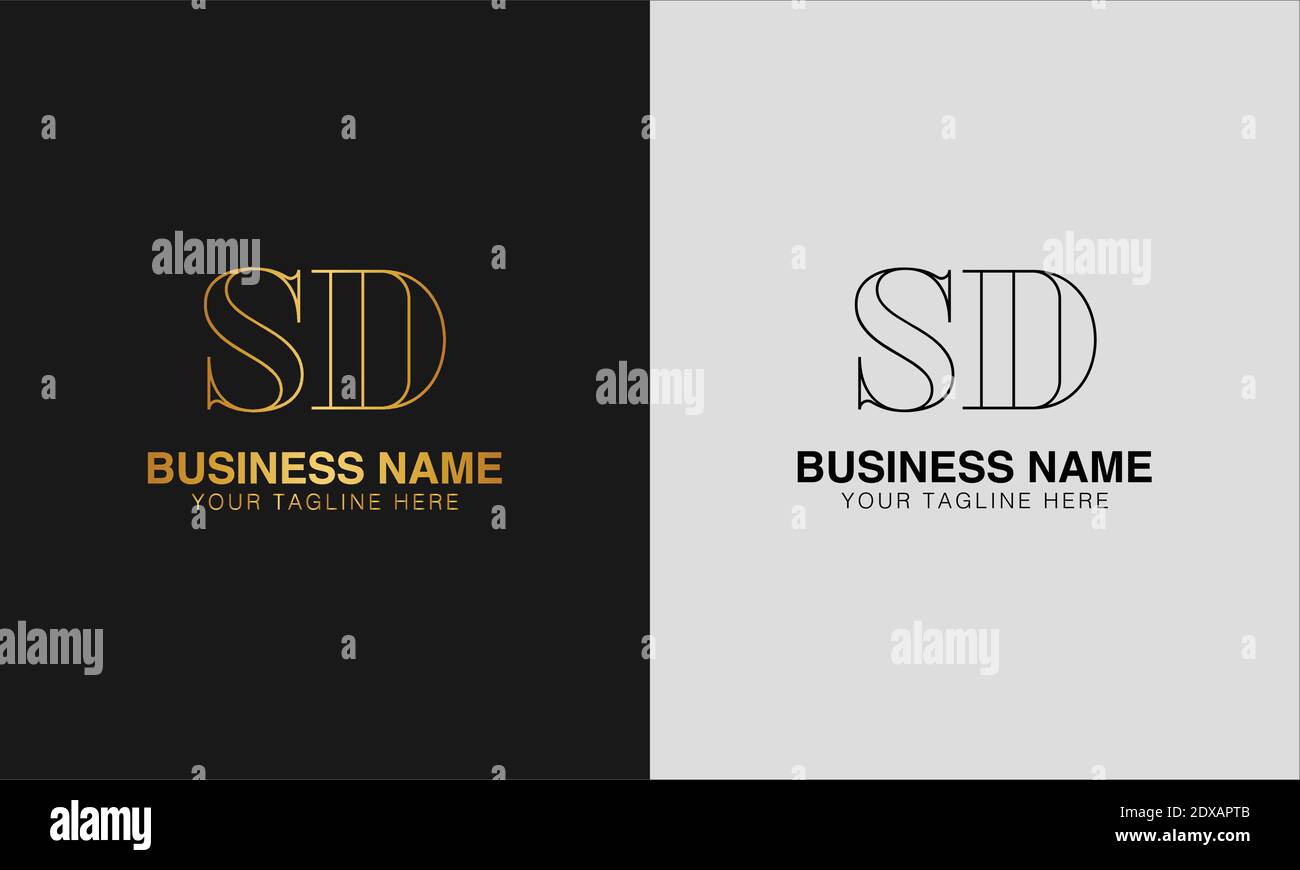 SD S D  initial  based abstract modern minimal creative logo, vector template image. luxury logotype logo, initial logo. Stock Vector