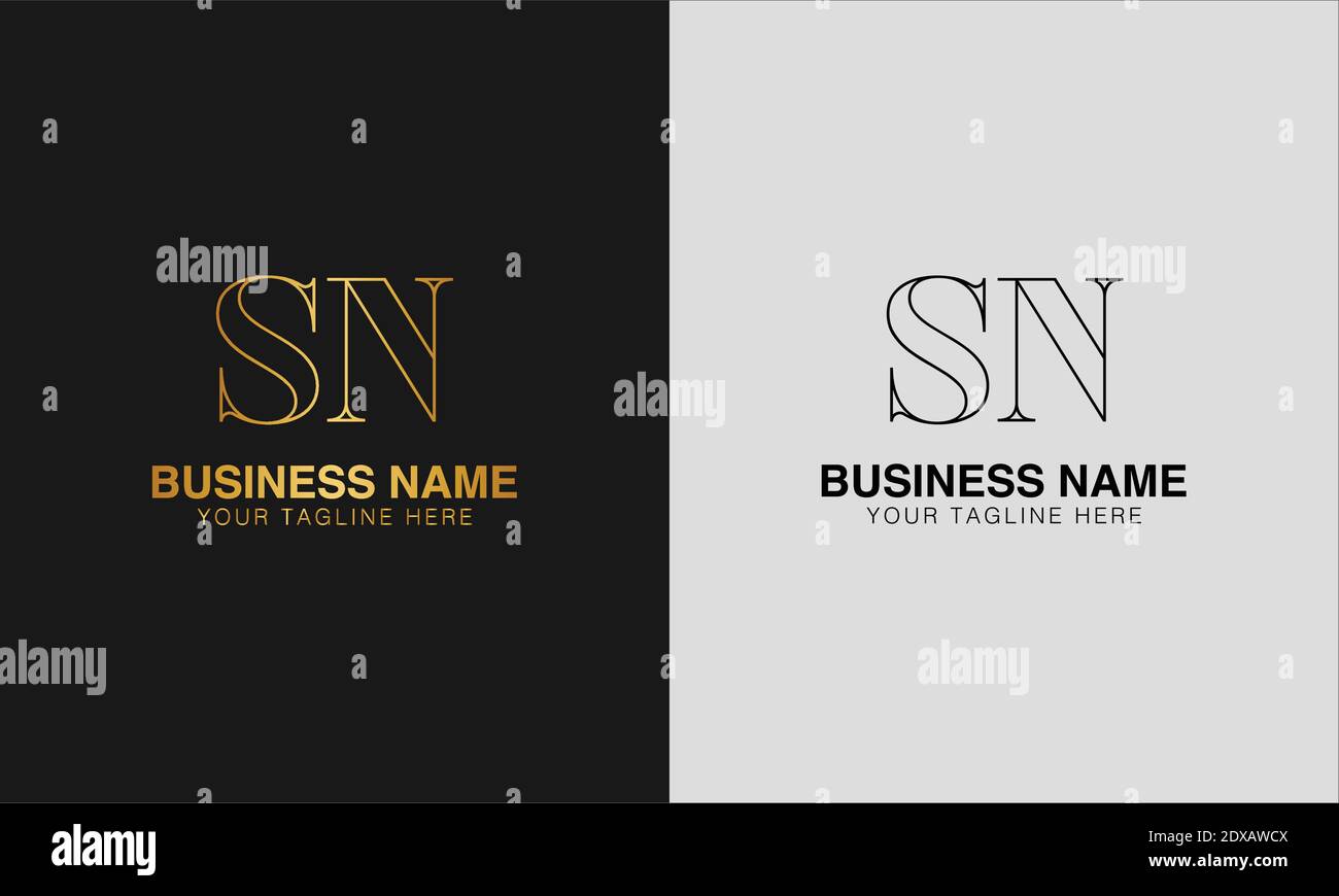 SN S N initial based abstract modern minimal creative logo, vector template image. luxury logotype logo, initial logo. Stock Vector