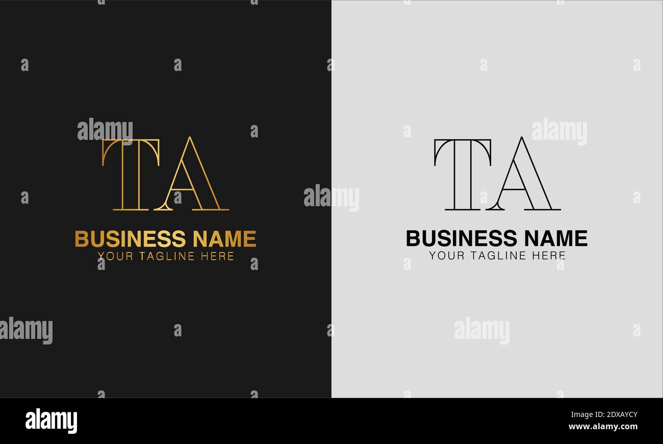 TA T  A initial  based abstract modern minimal creative logo, vector template image. luxury logotype logo, initial logo. Stock Vector