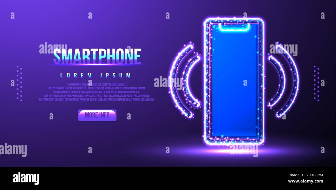Smartphone and wifi signal, low poly wireframe vector illustration Stock Vector