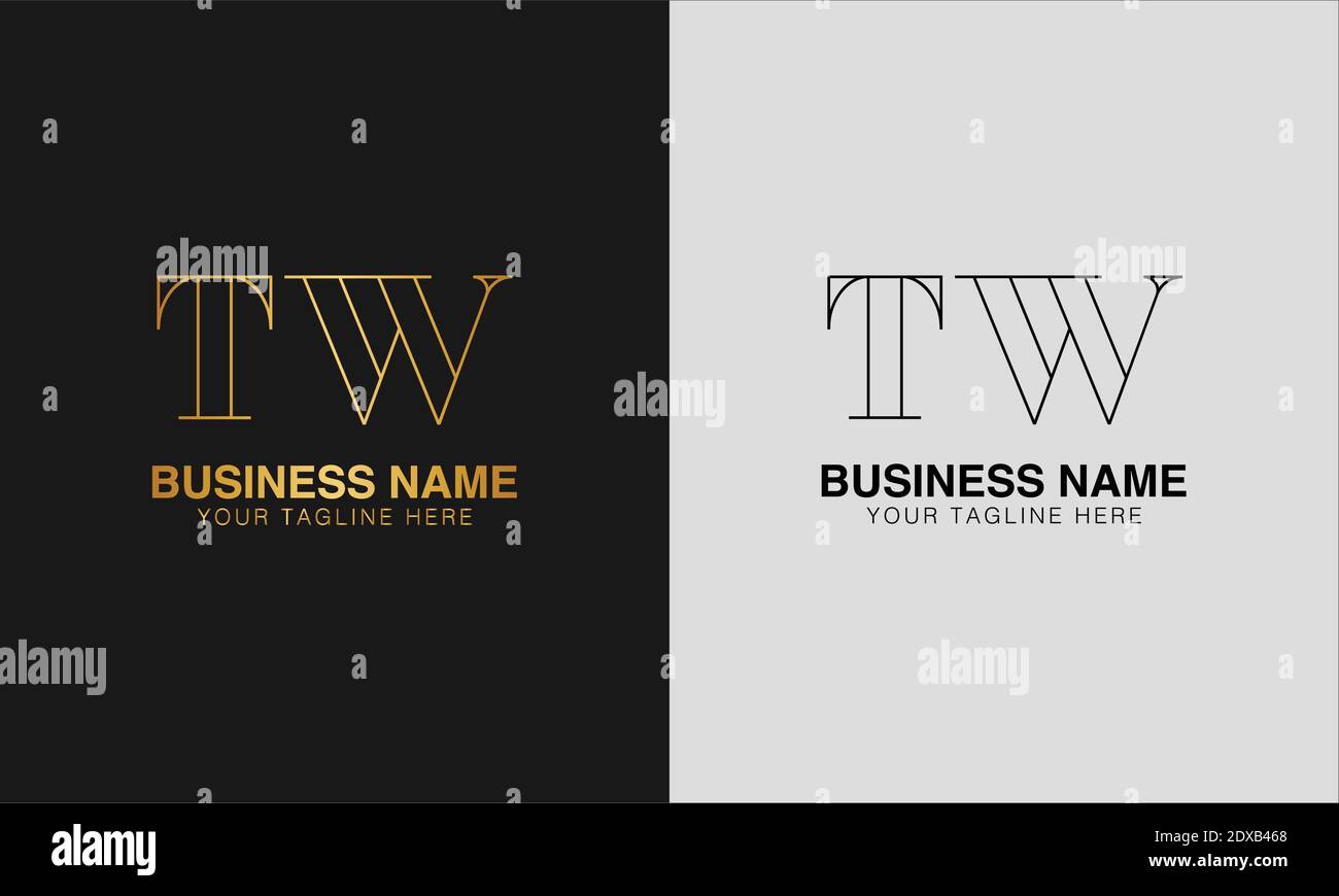 TW T W initial based abstract modern minimal creative logo, vector template image. luxury logotype logo, initial logo. Stock Vector