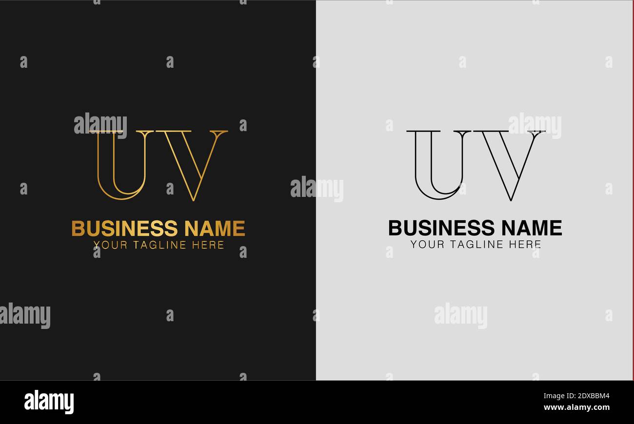 UV U V initial  based abstract modern minimal creative logo, vector template image. luxury logotype logo, initial logo. Stock Vector