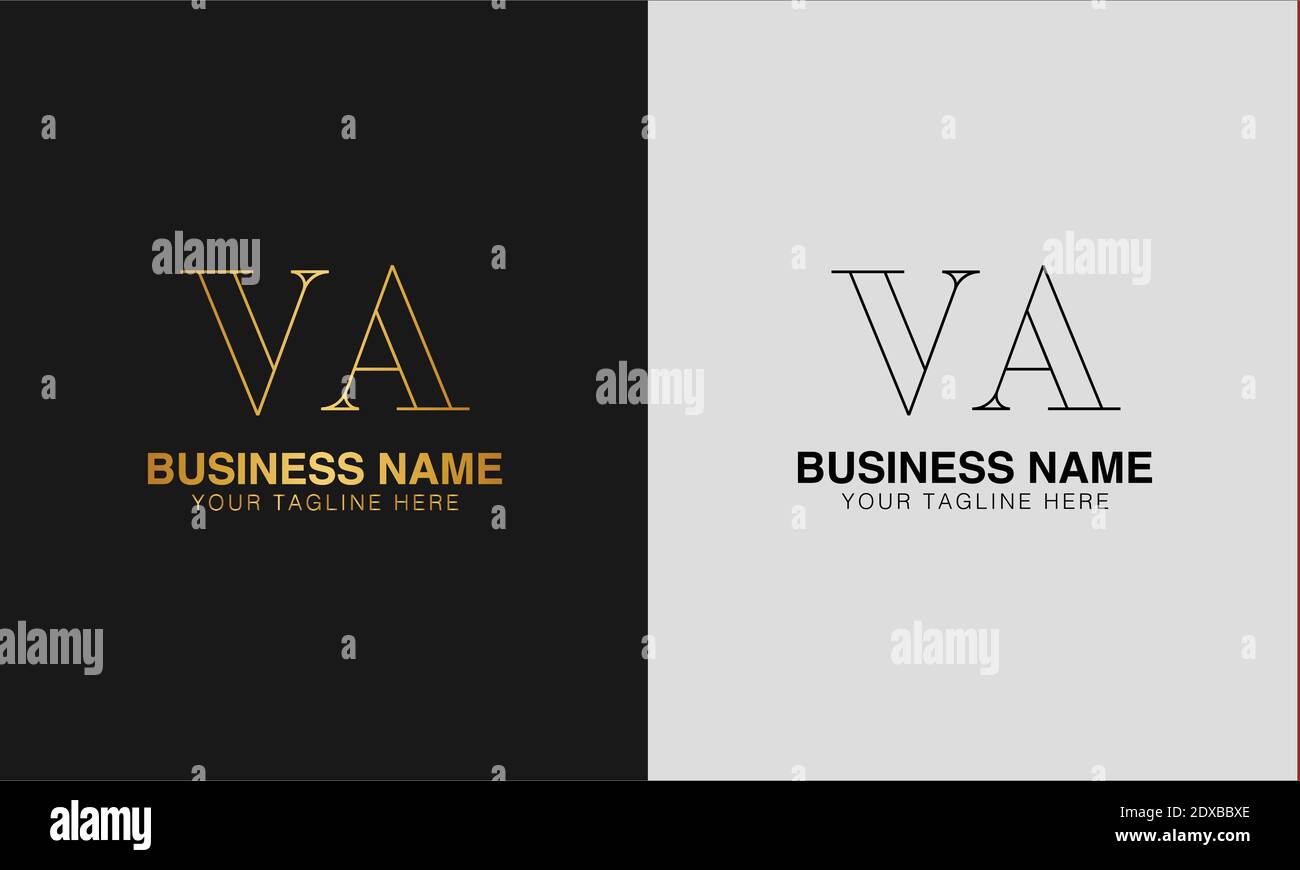 VA V  A initial  based abstract modern minimal creative logo, vector template image. luxury logotype logo, initial logo. Stock Vector