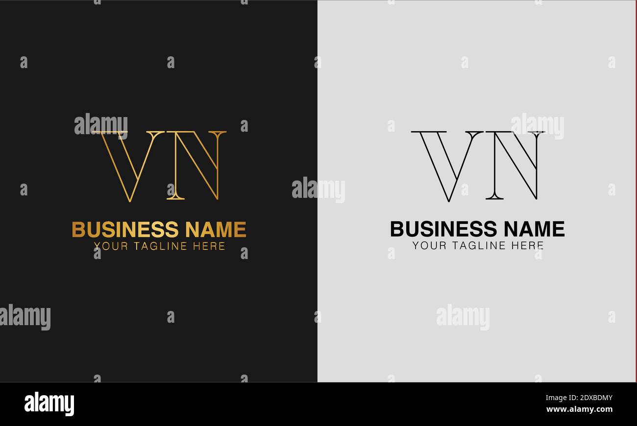 VN V N initial based abstract modern minimal creative logo, vector template image. luxury logotype logo, initial logo. Stock Vector