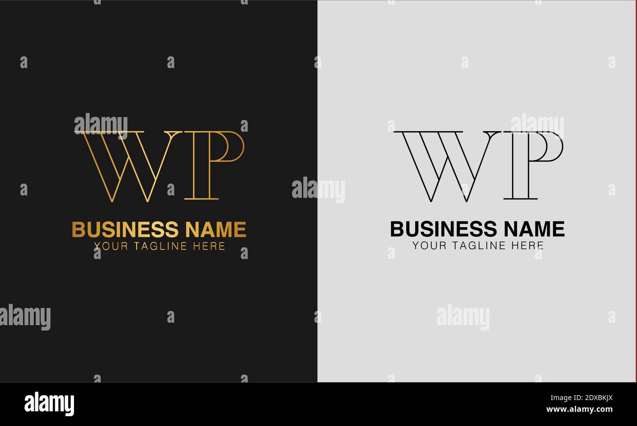 WP W P initial  based abstract modern minimal creative logo, vector template image. luxury logotype logo, initial logo. Stock Vector