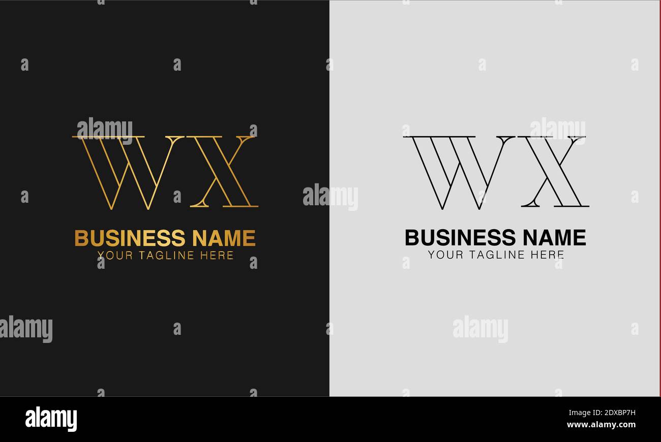 WX W X initial based abstract modern minimal creative logo, vector template image. luxury logotype logo, initial logo. Stock Vector
