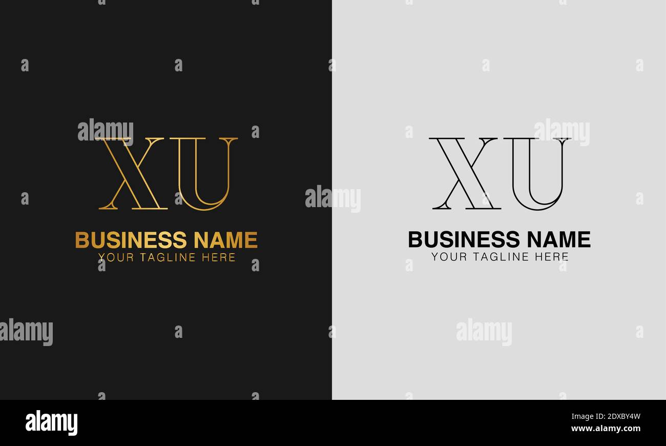 XU X U initial  based abstract modern minimal creative logo, vector template image. luxury logotype logo, initial logo. Stock Vector