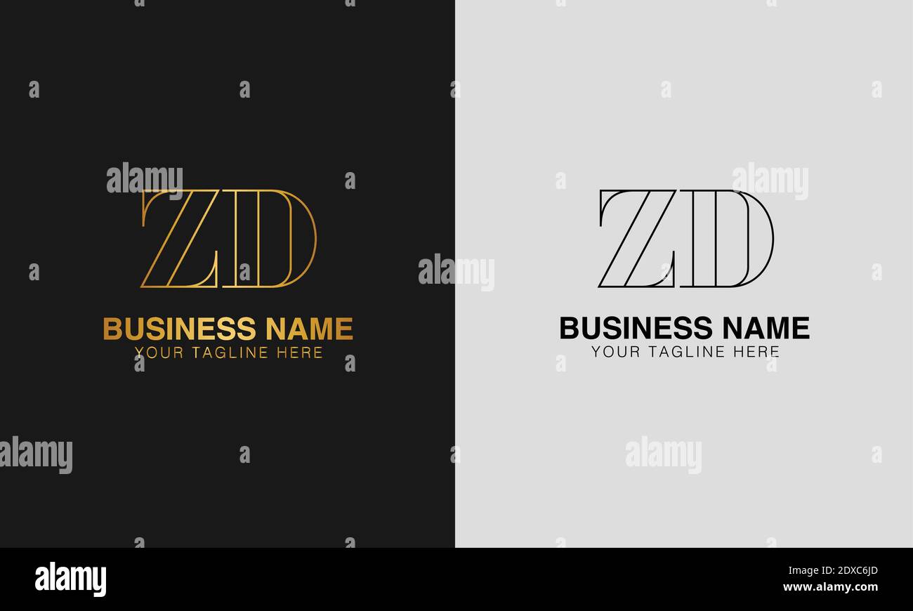 ZD Z  D initial  based abstract modern minimal creative logo, vector template image. luxury logotype logo, initial logo. Stock Vector