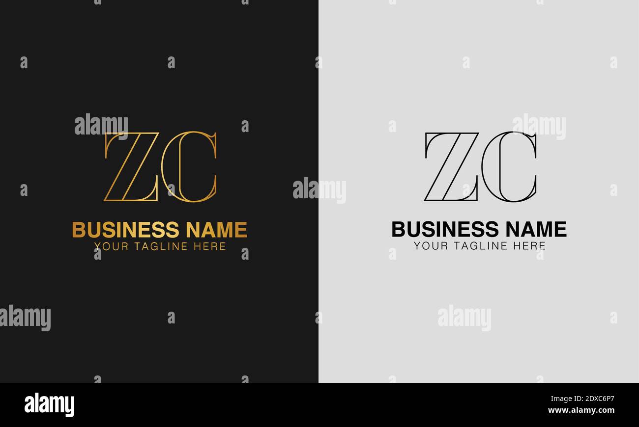 ZC Z C initial  based abstract modern minimal creative logo, vector template image. luxury logotype logo, initial logo. Stock Vector