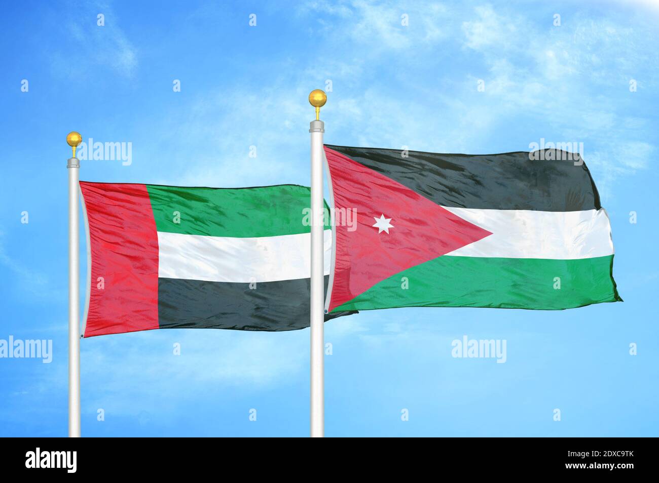 United Arab Emirates and Jordan two flags Stock Photo Alamy