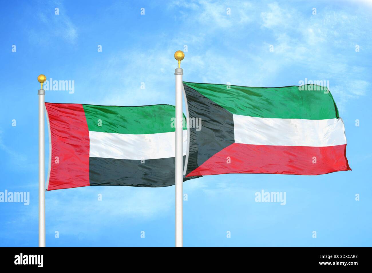 United Arab Emirates and Kuwait two flags Stock Photo Alamy
