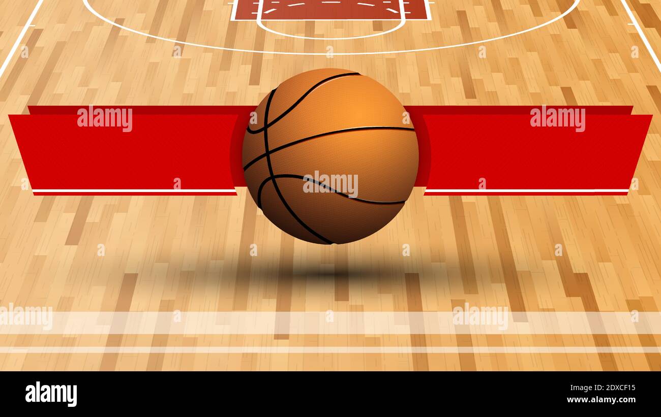 template for tournament with basketball ball on background of sports