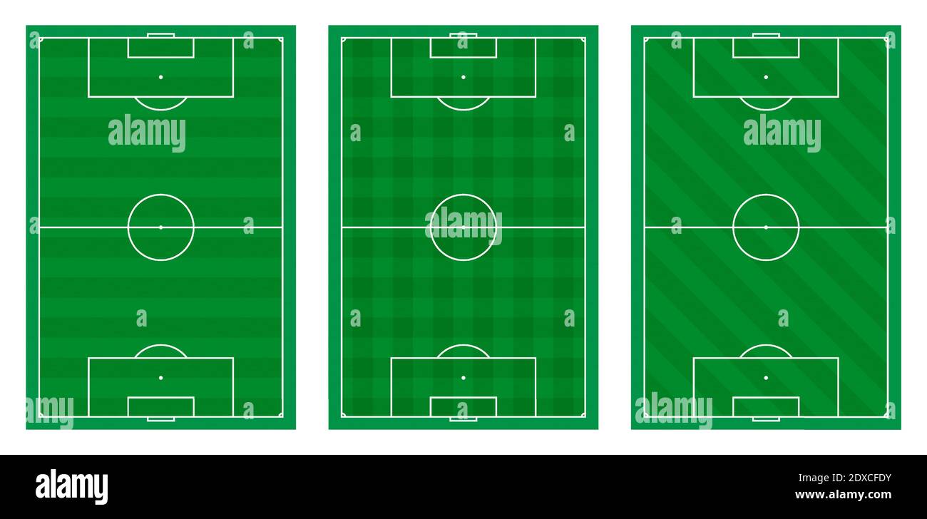 soccer field markings lines with different types of grass, football playground top view. Sports ground for active recreation. Vector Stock Vector