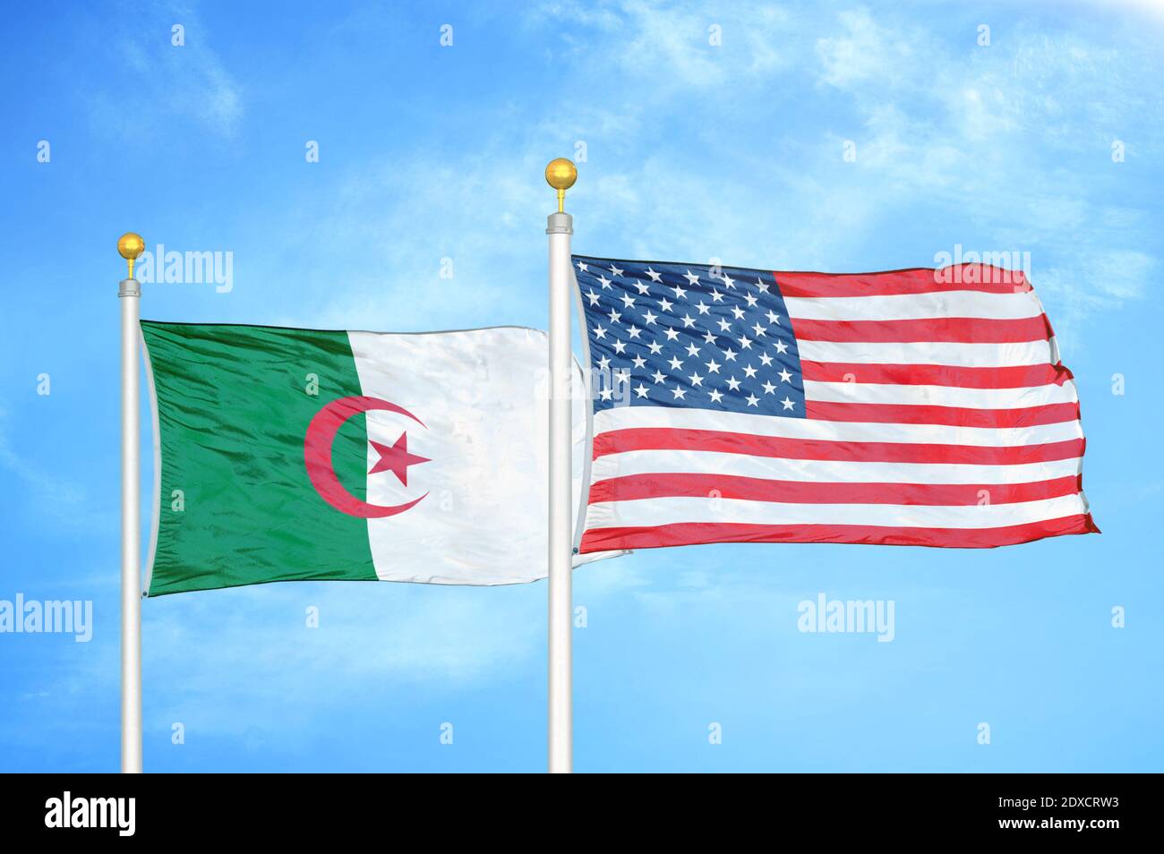 Algeria and United States two flags on flagpoles and blue sky Stock Photo -  Alamy