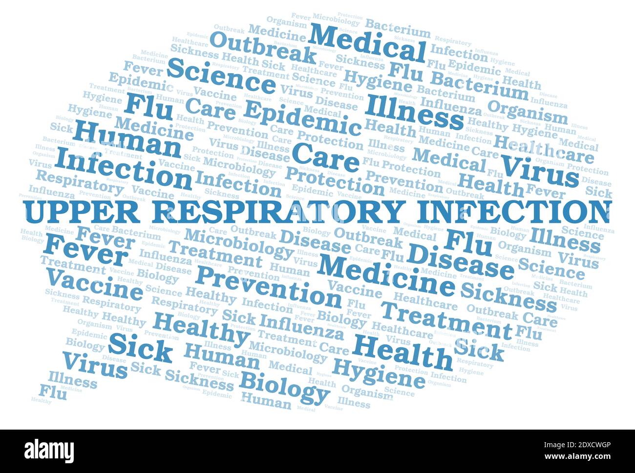 Upper Respiratory Infection typography word cloud create with text only. Stock Photo