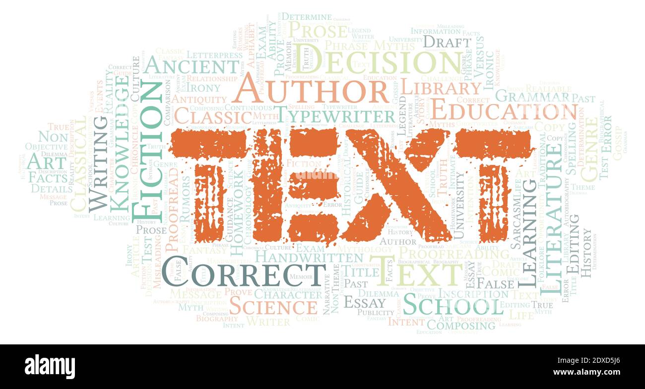 Text typography word cloud create with text only Stock Photo