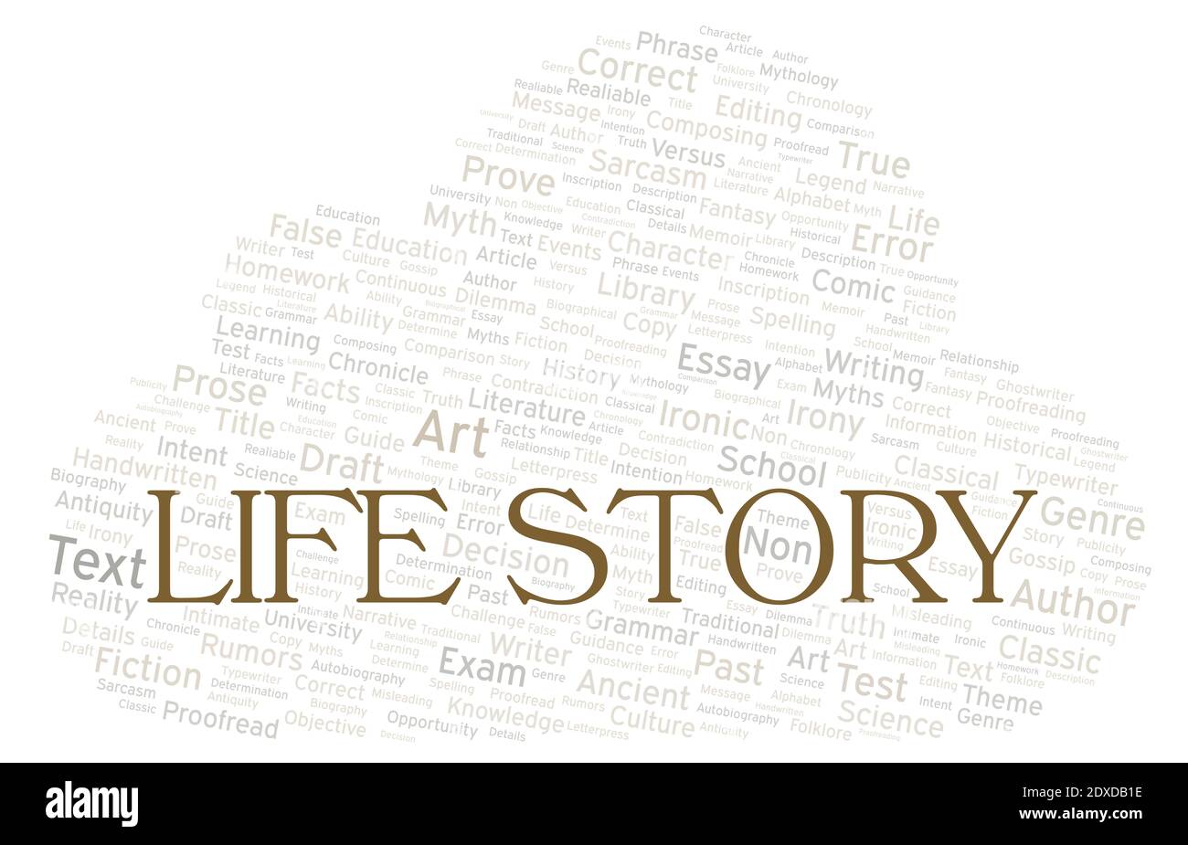 Life Story typography word cloud create with text only Stock Photo