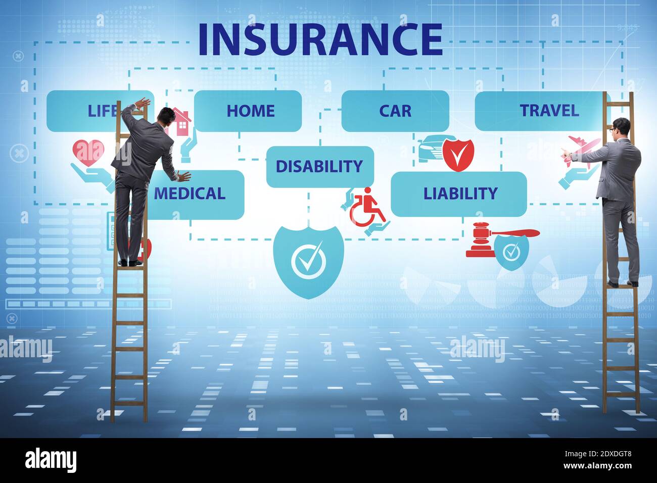 Concept of the various types of insurance Stock Photo - Alamy