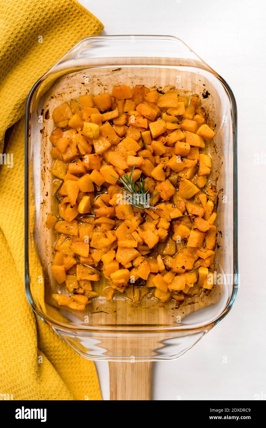 Pumpkin preparation. Perfect dish for fall season. Stock Photo