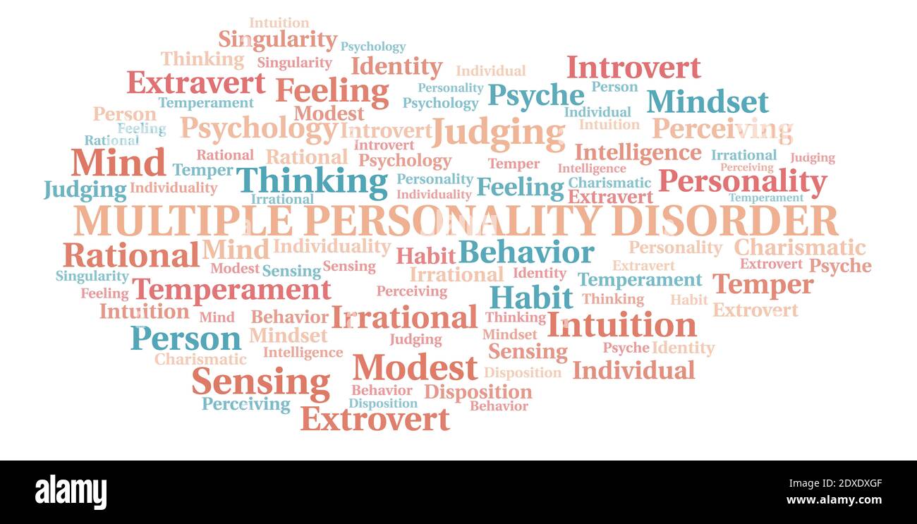 Multiple Personality Disorder typography word cloud create with text