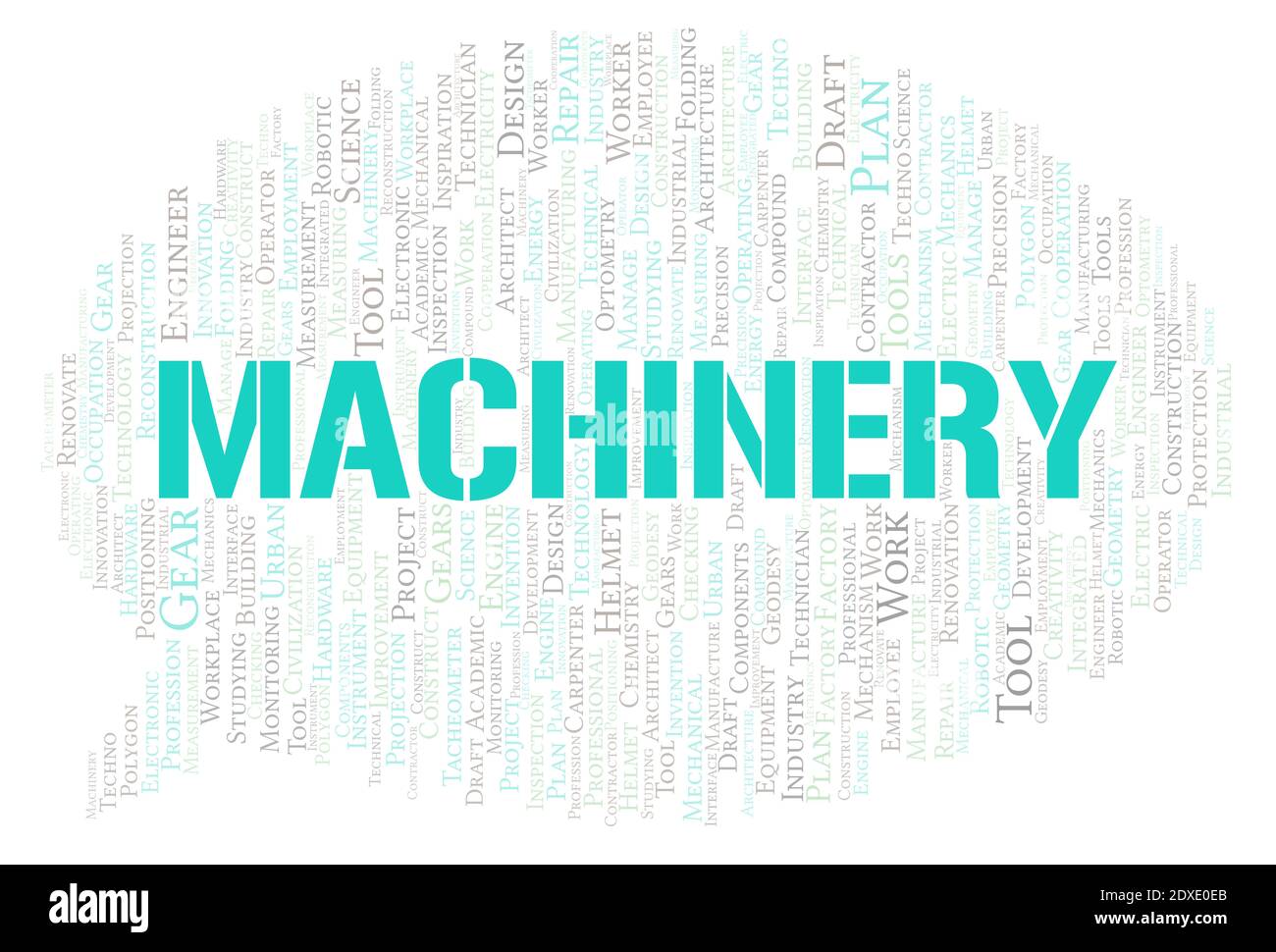 Machinery typography word cloud create with text only Stock Photo Alamy