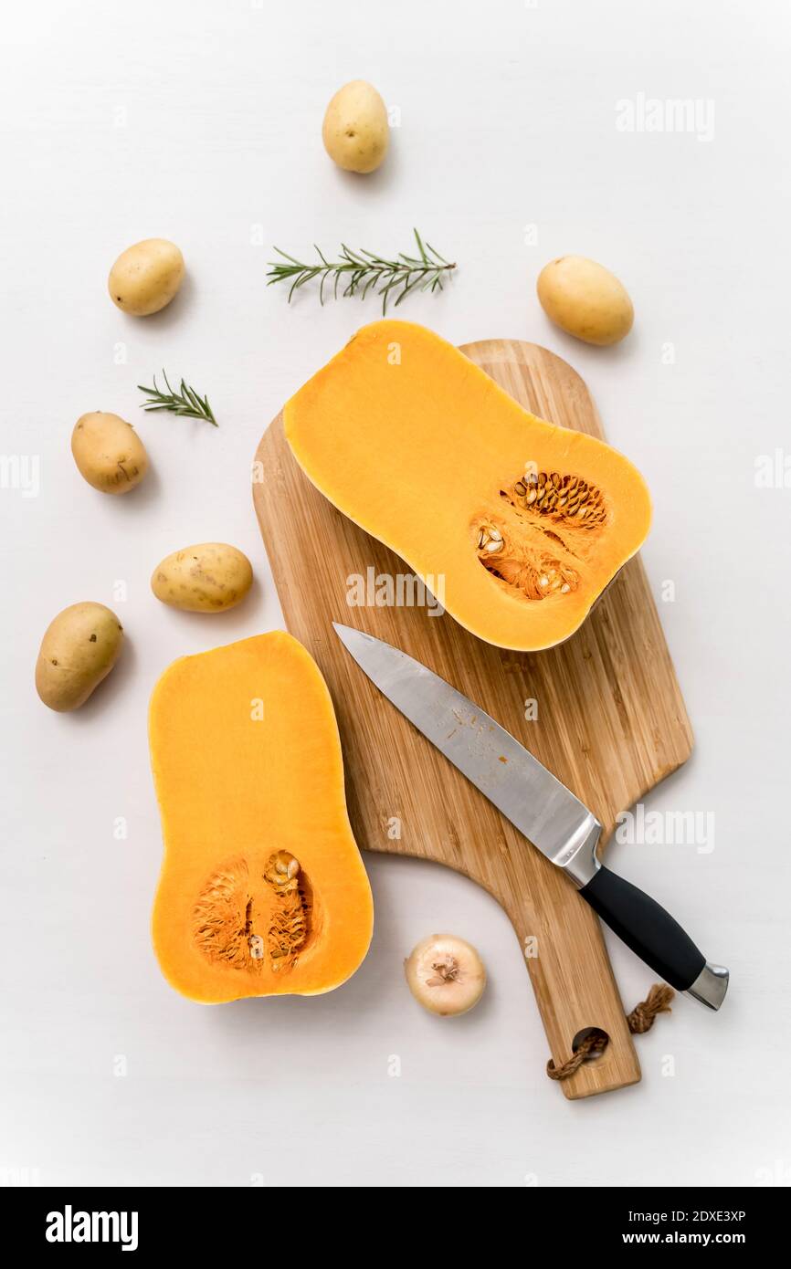 Pumpkin preparation. Perfect dish for fall season. Stock Photo