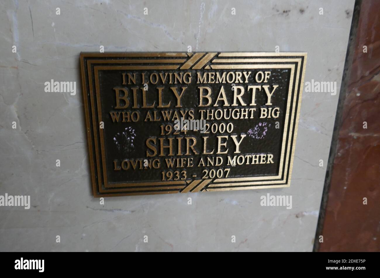 Glendale, California, USA 23rd December 2020 A general view of atmosphere of Actor Billy Barty's Grave in Patriots Terrace in Columbarium of Blessedness in Freedom Mausoleum at Forest Lawn Memorial Park on December 23, 2020 in Glendale, California, USA. Photo by Barry King/Alamy Stock Photo Stock Photo