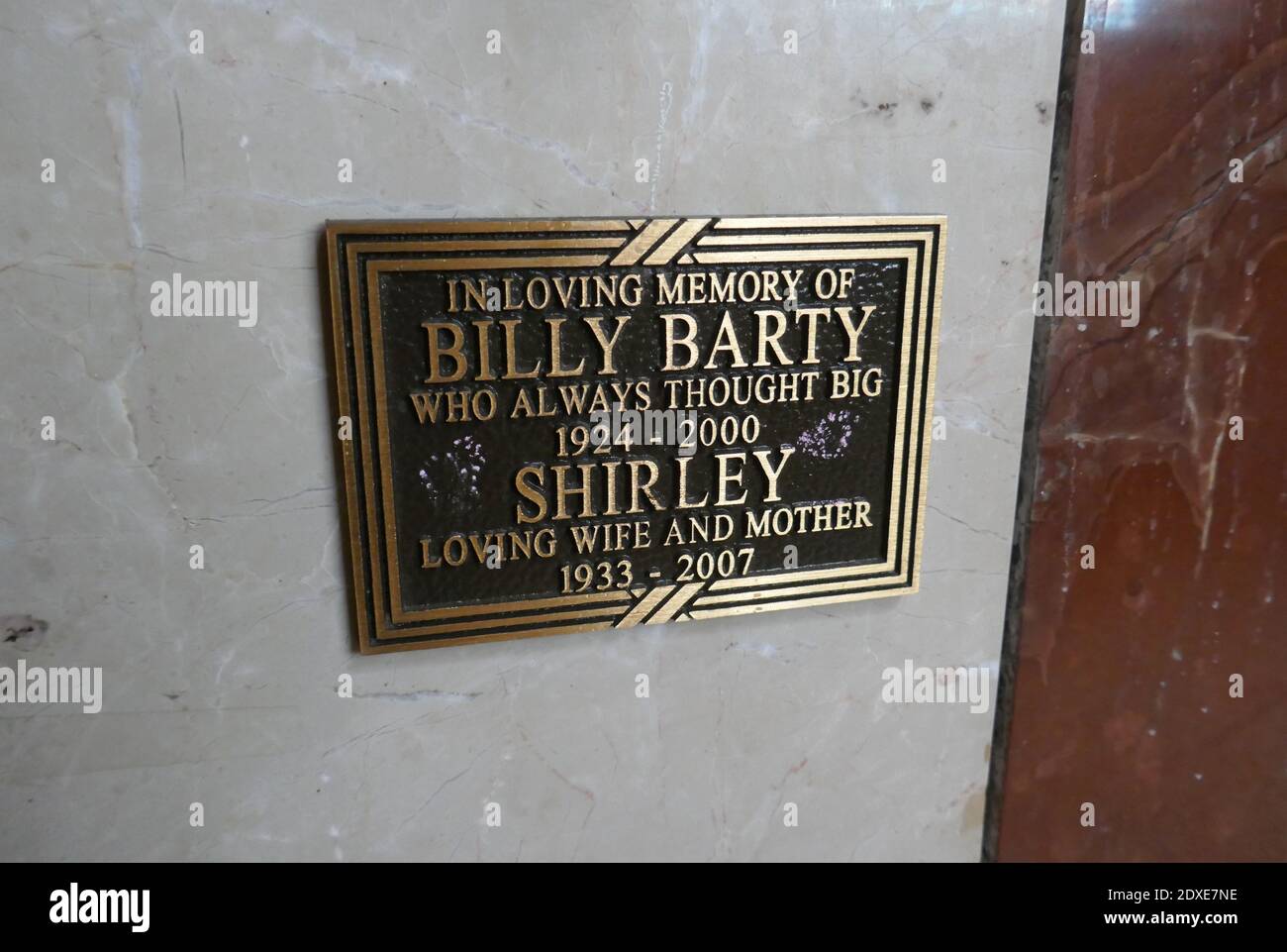 Glendale, California, USA 23rd December 2020 A general view of atmosphere of Actor Billy Barty's Grave in Patriots Terrace in Columbarium of Blessedness in Freedom Mausoleum at Forest Lawn Memorial Park on December 23, 2020 in Glendale, California, USA. Photo by Barry King/Alamy Stock Photo Stock Photo