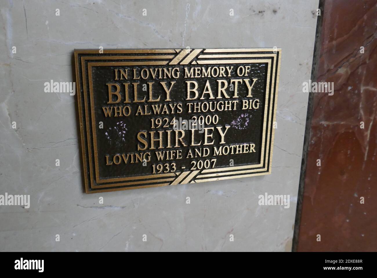 Glendale, California, USA 23rd December 2020 A general view of atmosphere of Actor Billy Barty's Grave in Patriots Terrace in Columbarium of Blessedness in Freedom Mausoleum at Forest Lawn Memorial Park on December 23, 2020 in Glendale, California, USA. Photo by Barry King/Alamy Stock Photo Stock Photo