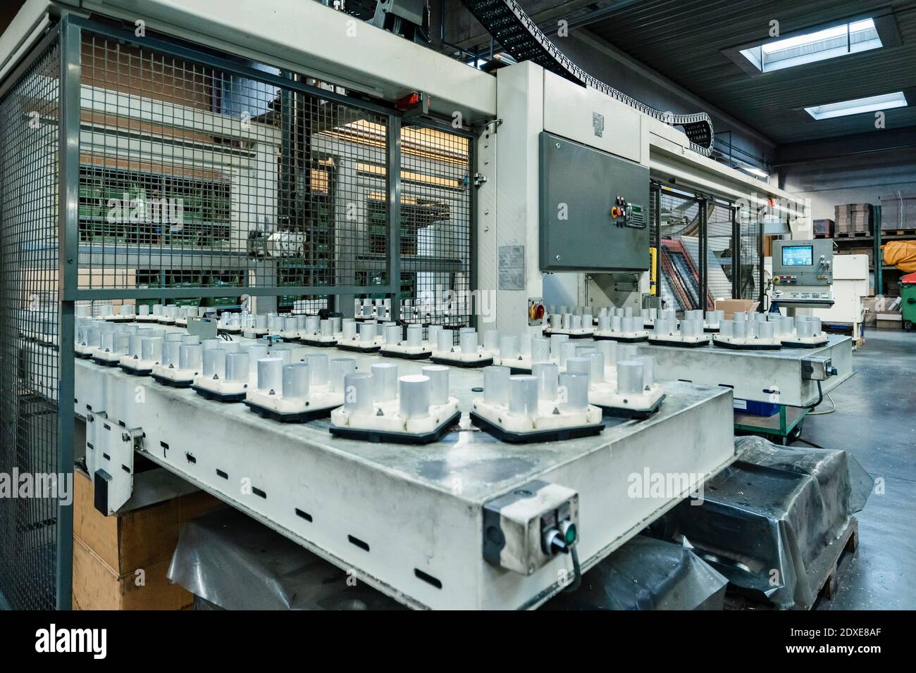 Products on conveyor belt at manufacturing industry Stock Photo Alamy