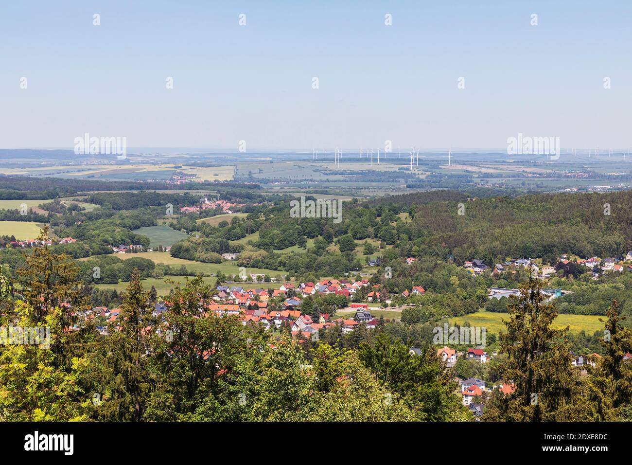 Germany, Thuringia, Bad Tabarz, Town in Thuringian Forest during spring Stock Photo