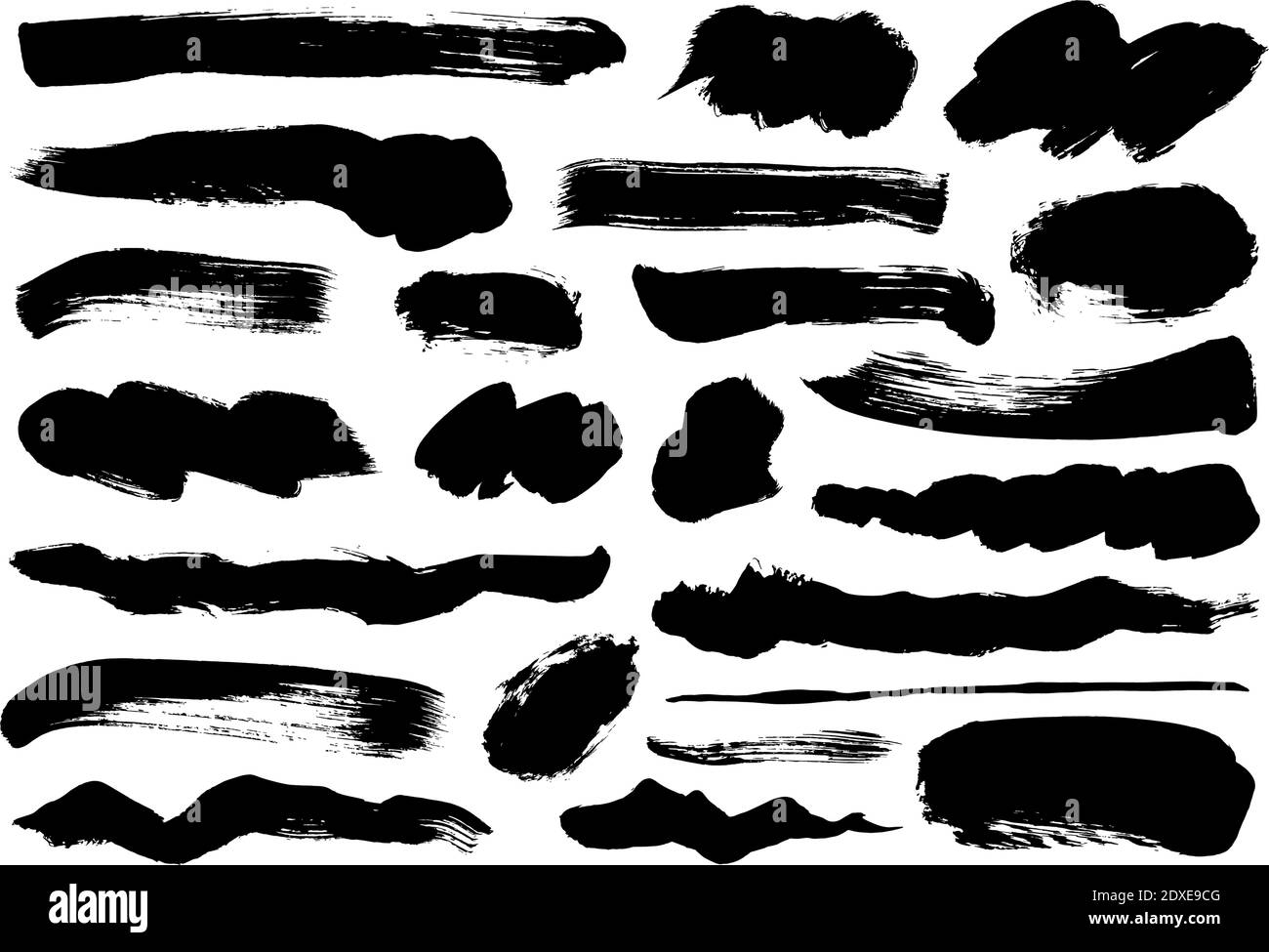 Vector grungy black paint brush strokes collection Stock Vector Image