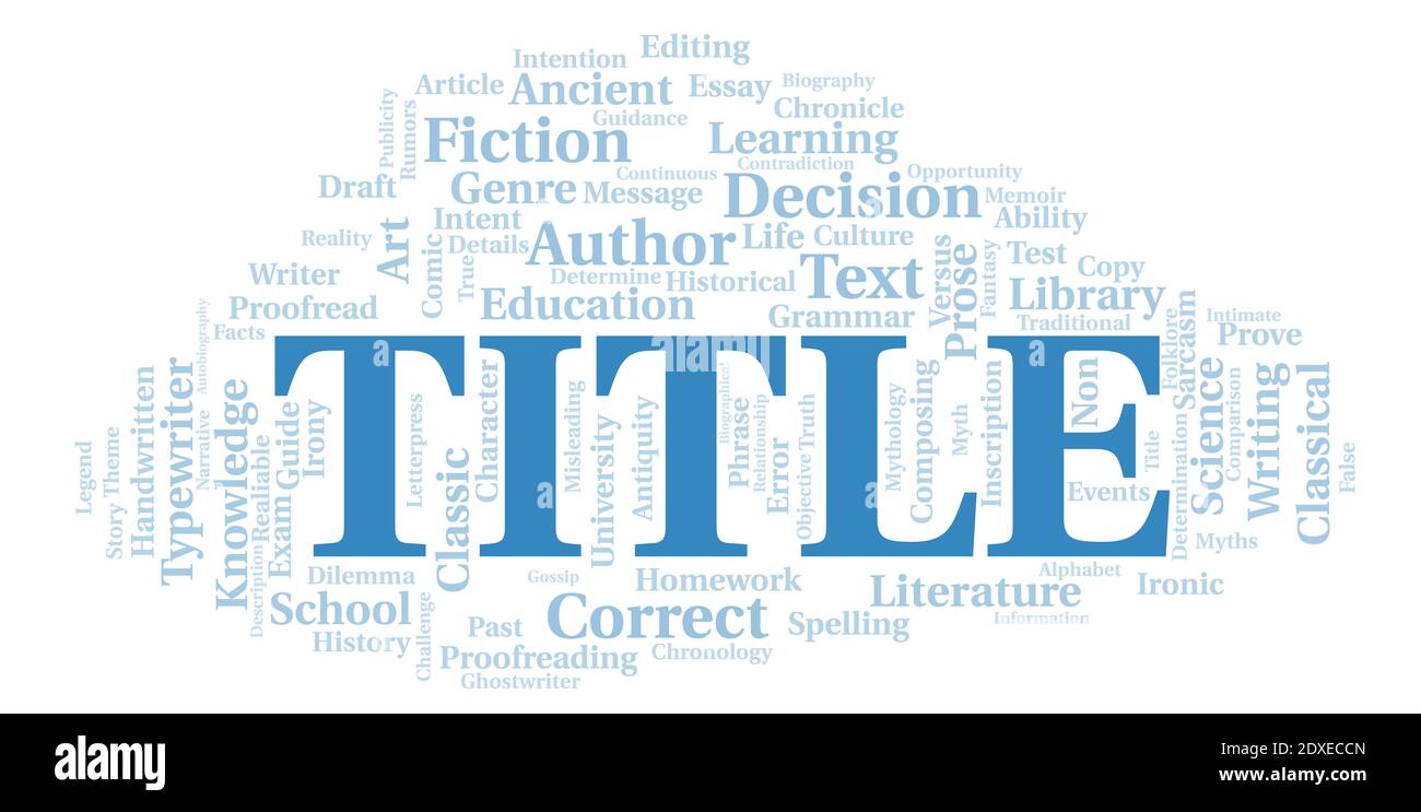 Title typography word cloud create with text only Stock Photo
