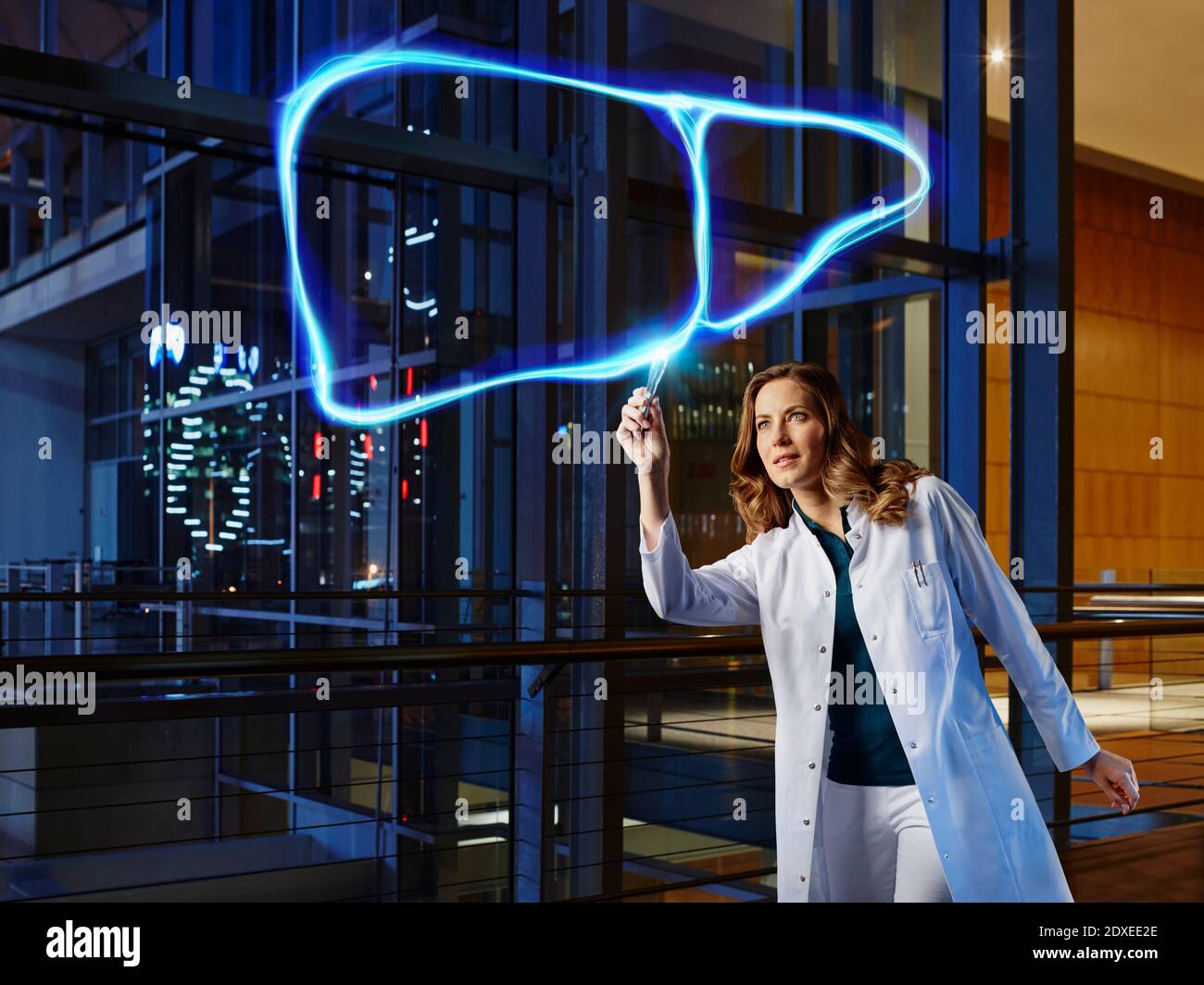 Female hepatologist analyzing liver in laboratory at hospital Stock ...