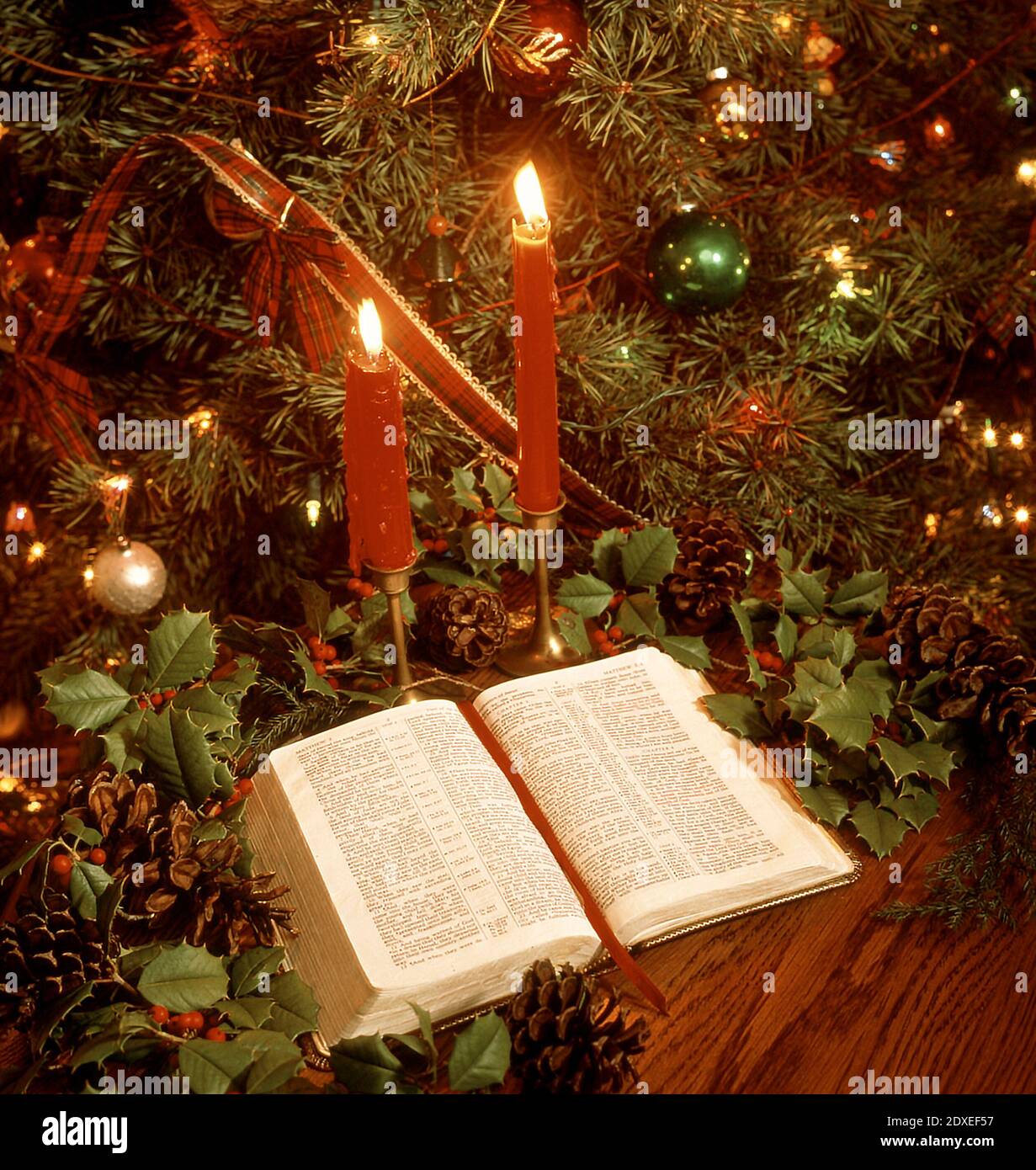 Christmas Candles Open Bible High Resolution Stock Photography and
