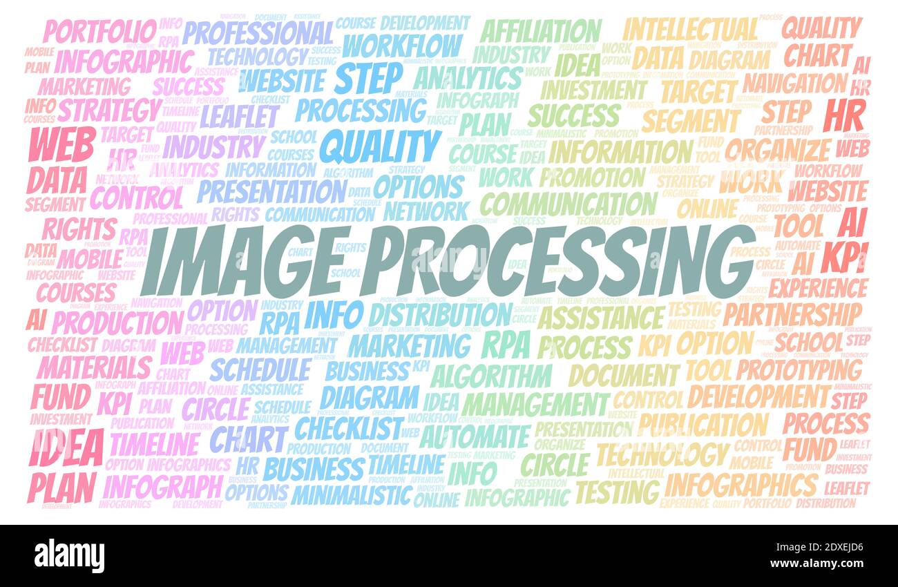 Image Processing typography word cloud create with text only Stock ...