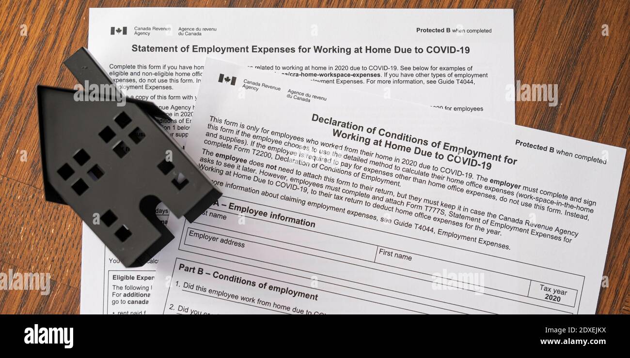 Canadian Work from home tax forms to claim homes expenses during covid