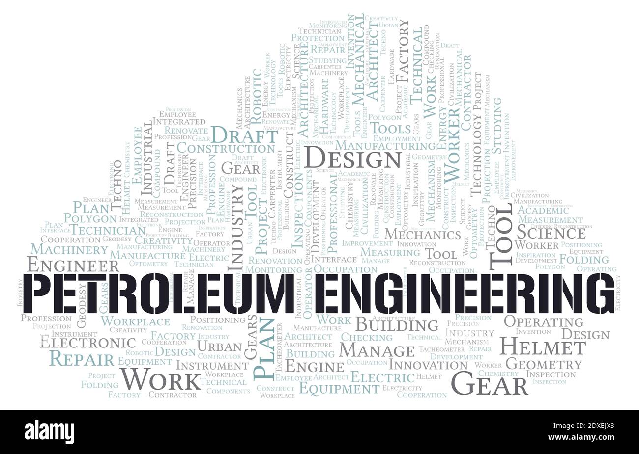 Petroleum Engineering typography word cloud create with text only Stock