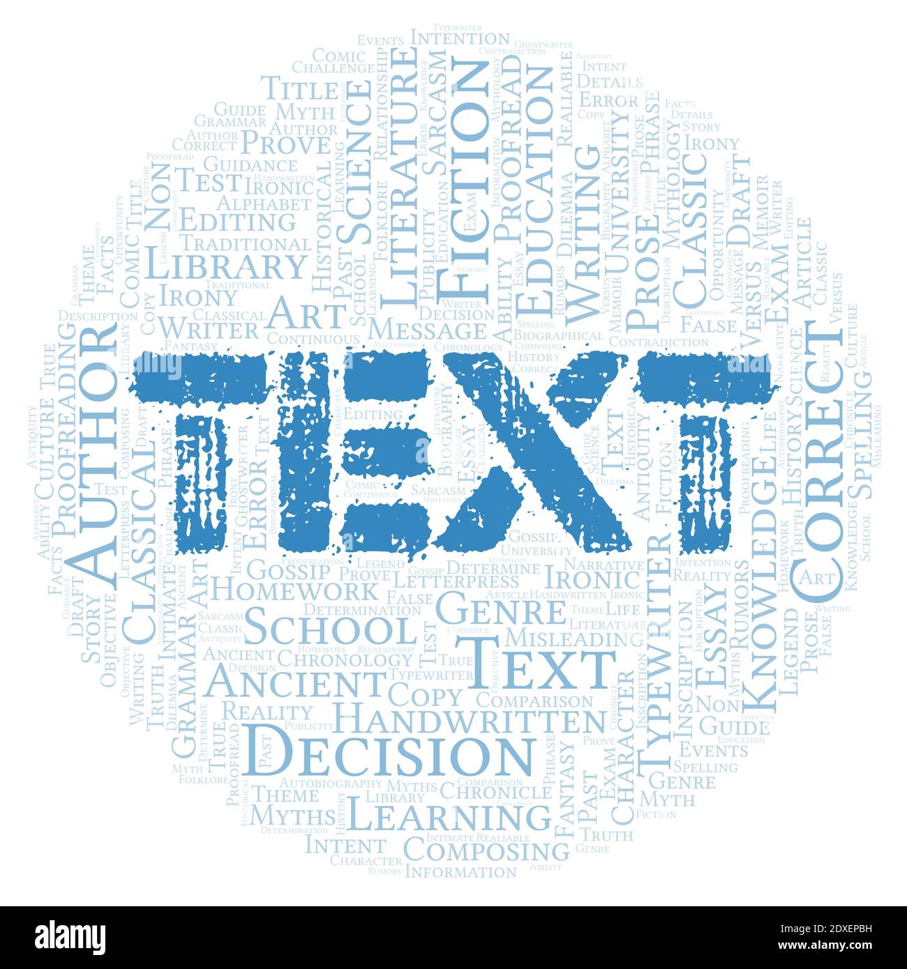 Text typography word cloud create with text only Stock Photo