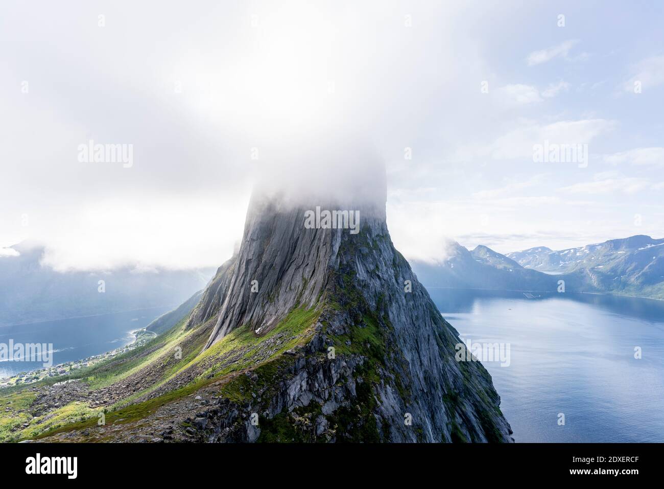 Awe view of Segla mountain at Norway Stock Photo
