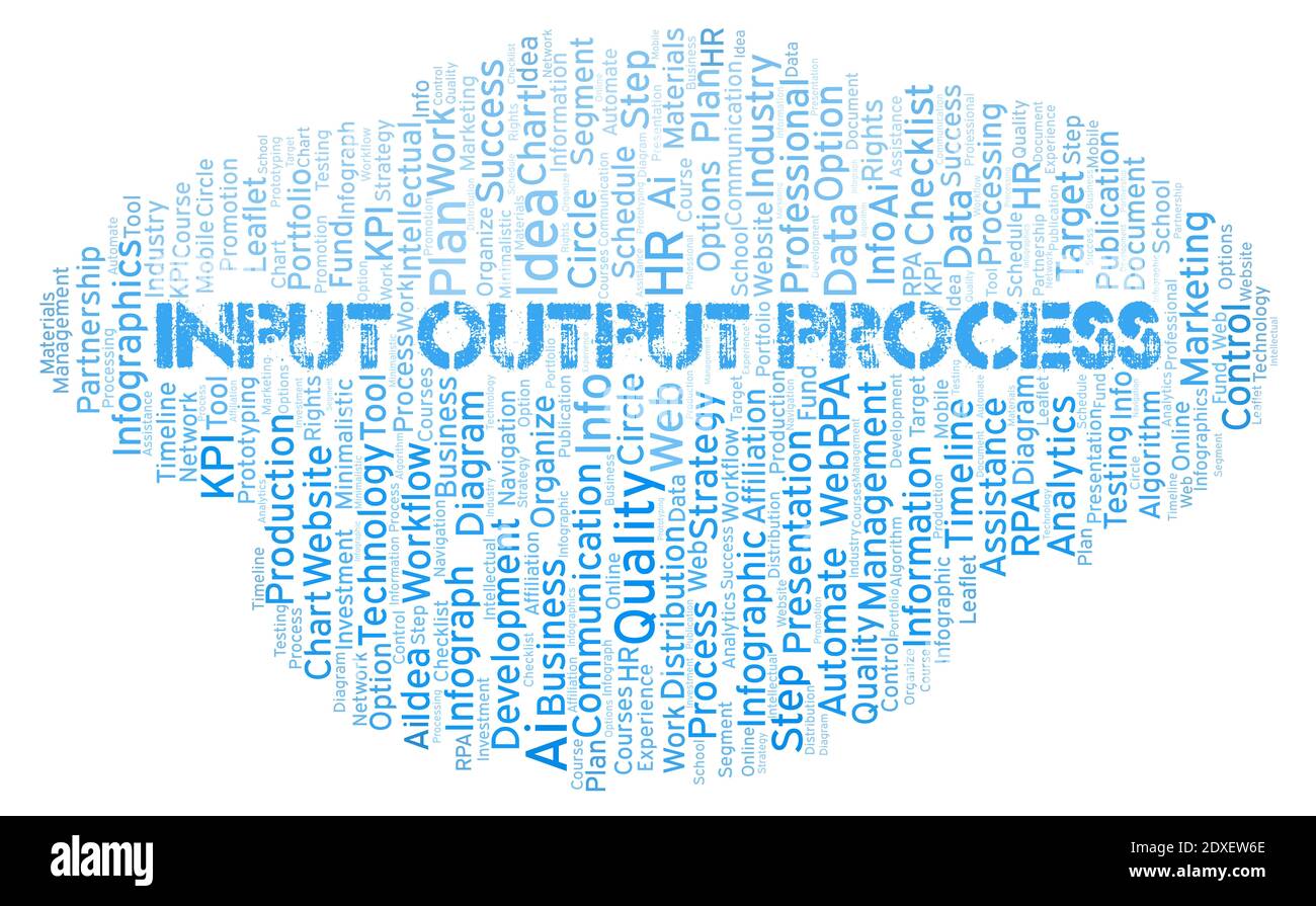 Input Output Process typography word cloud create with text only Stock ...