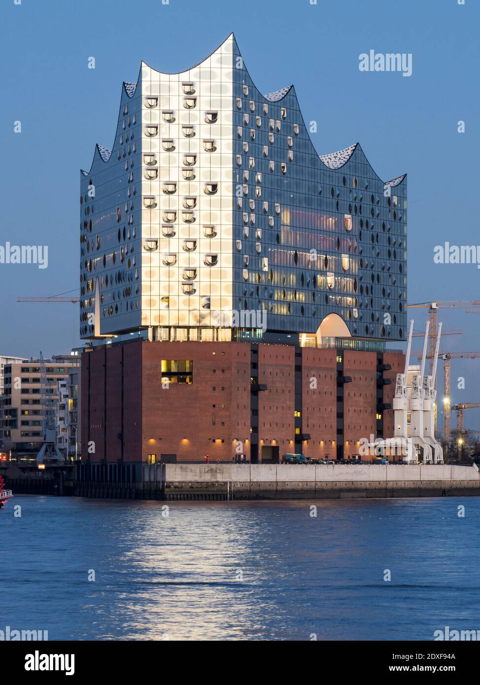 Germany, Hamburg, Elbphilharmonie at dusk Stock Photo