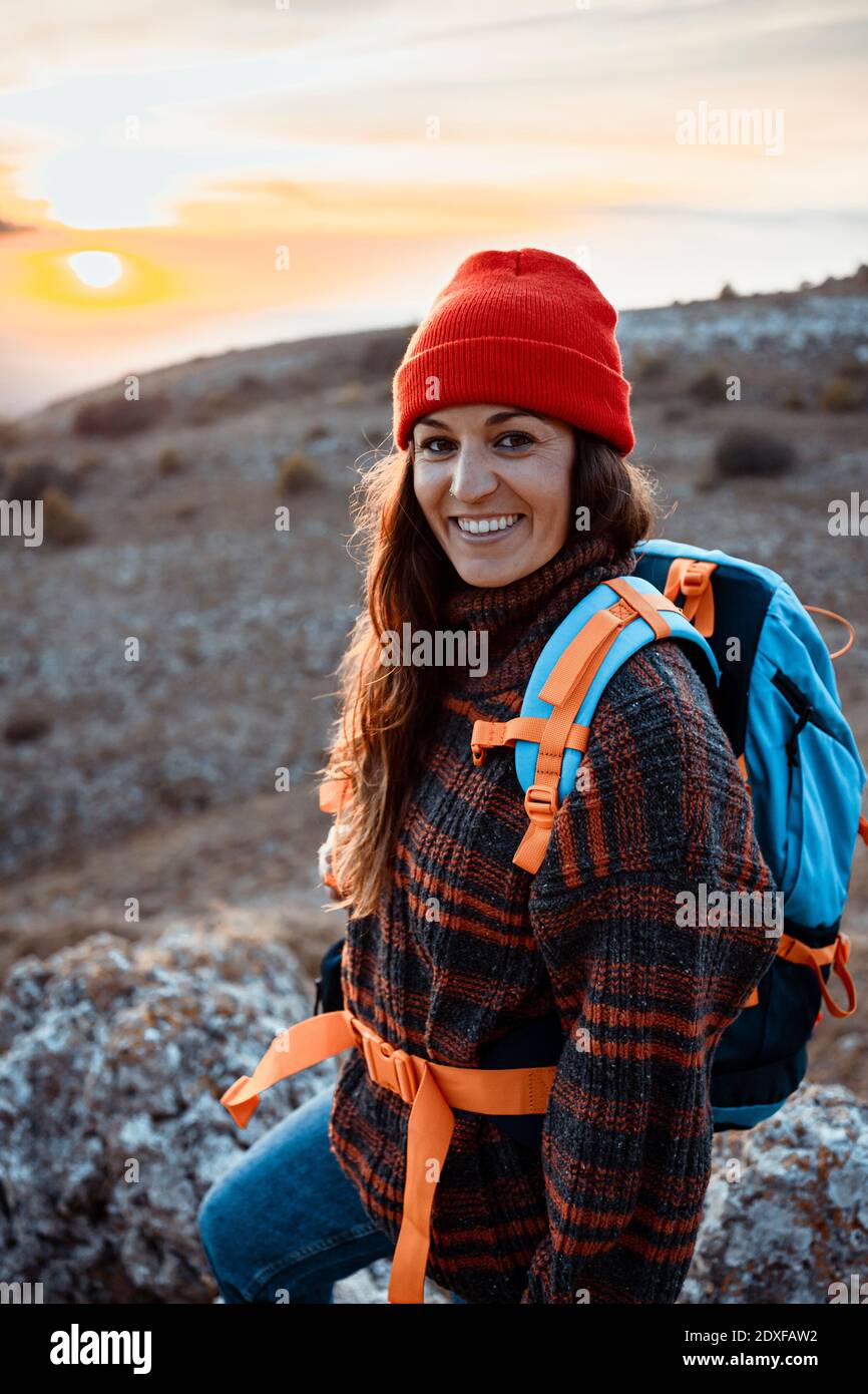 Happy hiker standing on hi-res stock photography and images - Alamy