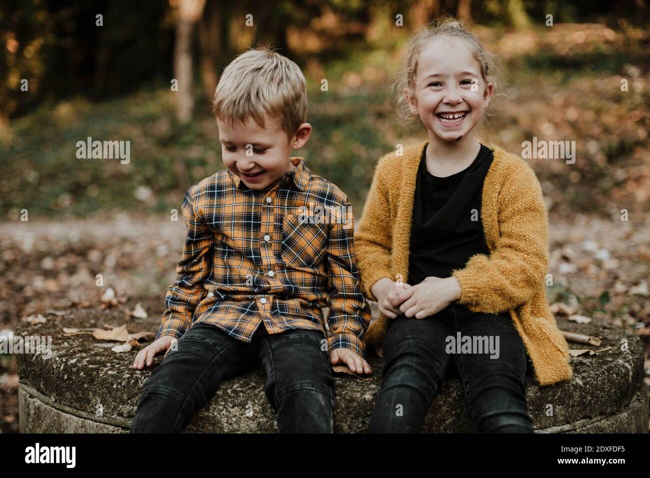 Brother sister in forest hi-res stock photography and images - Alamy