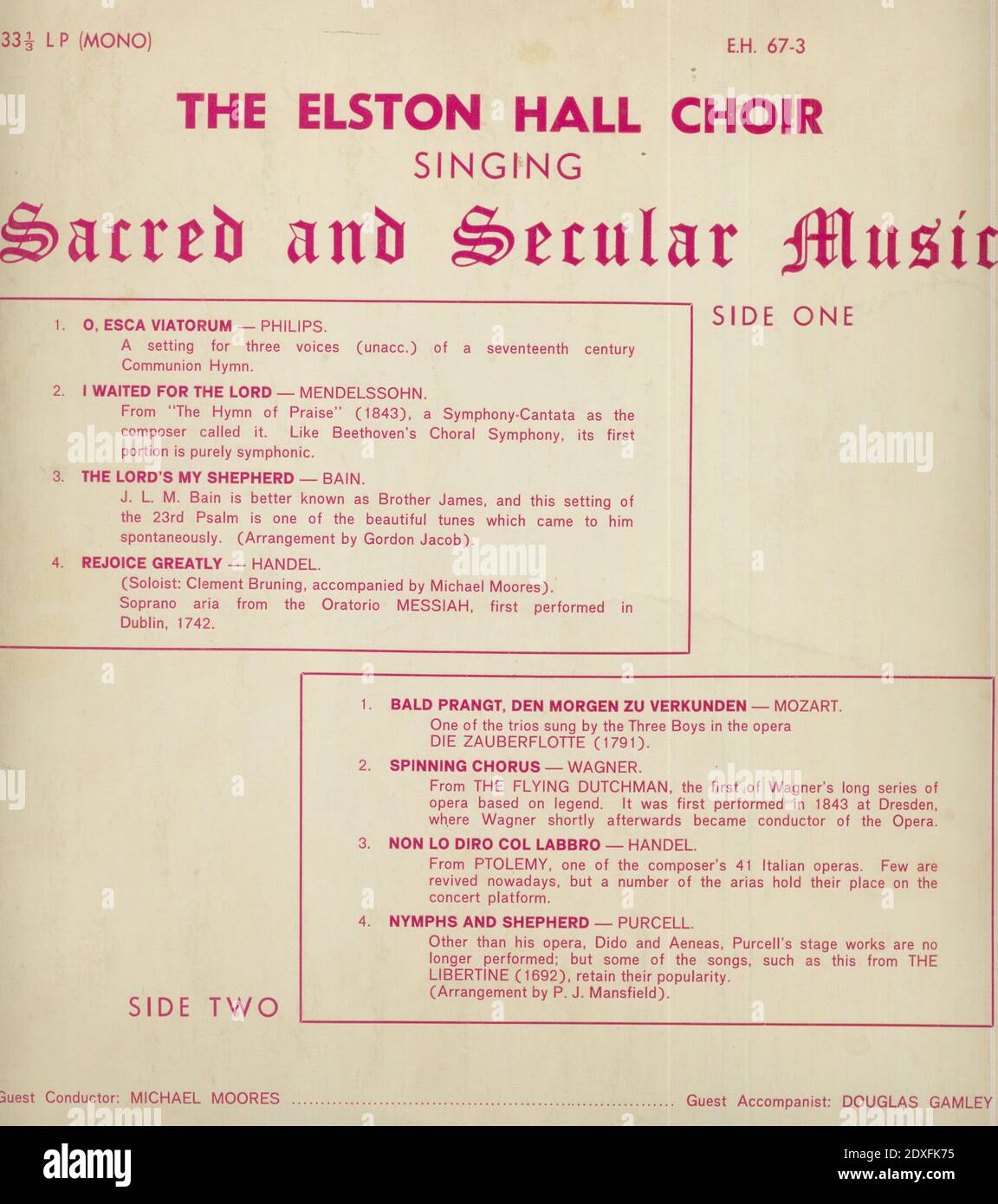 Elston Hall Choir singing Sacred and Secular Music Stock Photo