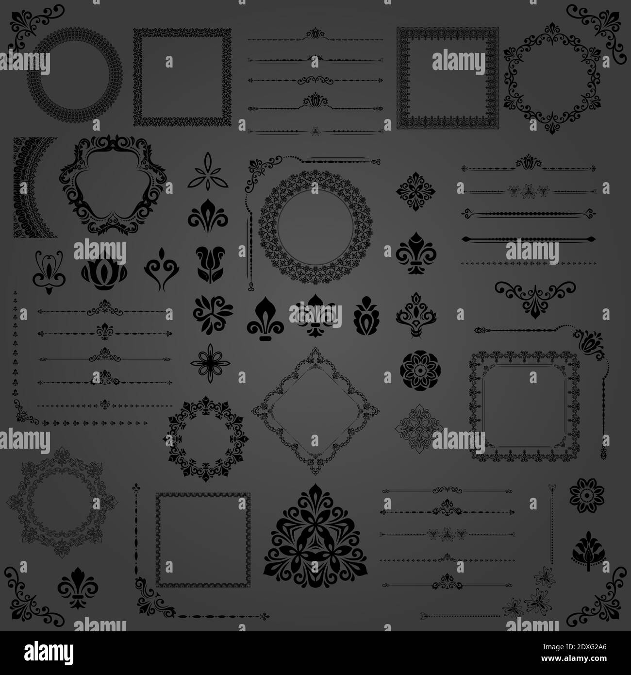 Vintage Set of Horizontal, Square and Round Elements Stock Photo - Alamy