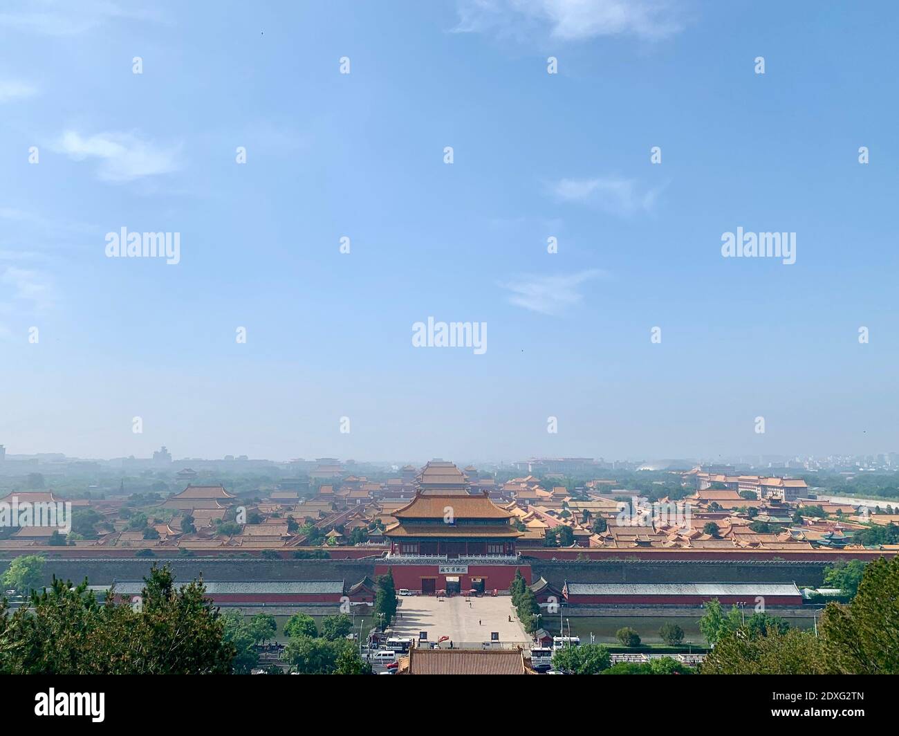 (201224) -- BEIJING, Dec. 24, 2020 (Xinhua) -- Photo taken with a mobile phone shows an overview of the Palace Museum in Beijing, capital of China, May 22, 2020. The year 2020 marks the 600th anniversary of the Forbidden City. Constructed from 1406 to 1420, the Forbidden City measures 961 meters from north to south and 753 meters from east to west, spanning an area of around 720,000 square meters. Featuring red walls and yellow glazed roof tiles, it represents the culmination of traditional Chinese palatial architecture, influencing cultural and architectural developments in East Asia and surr Stock Photo